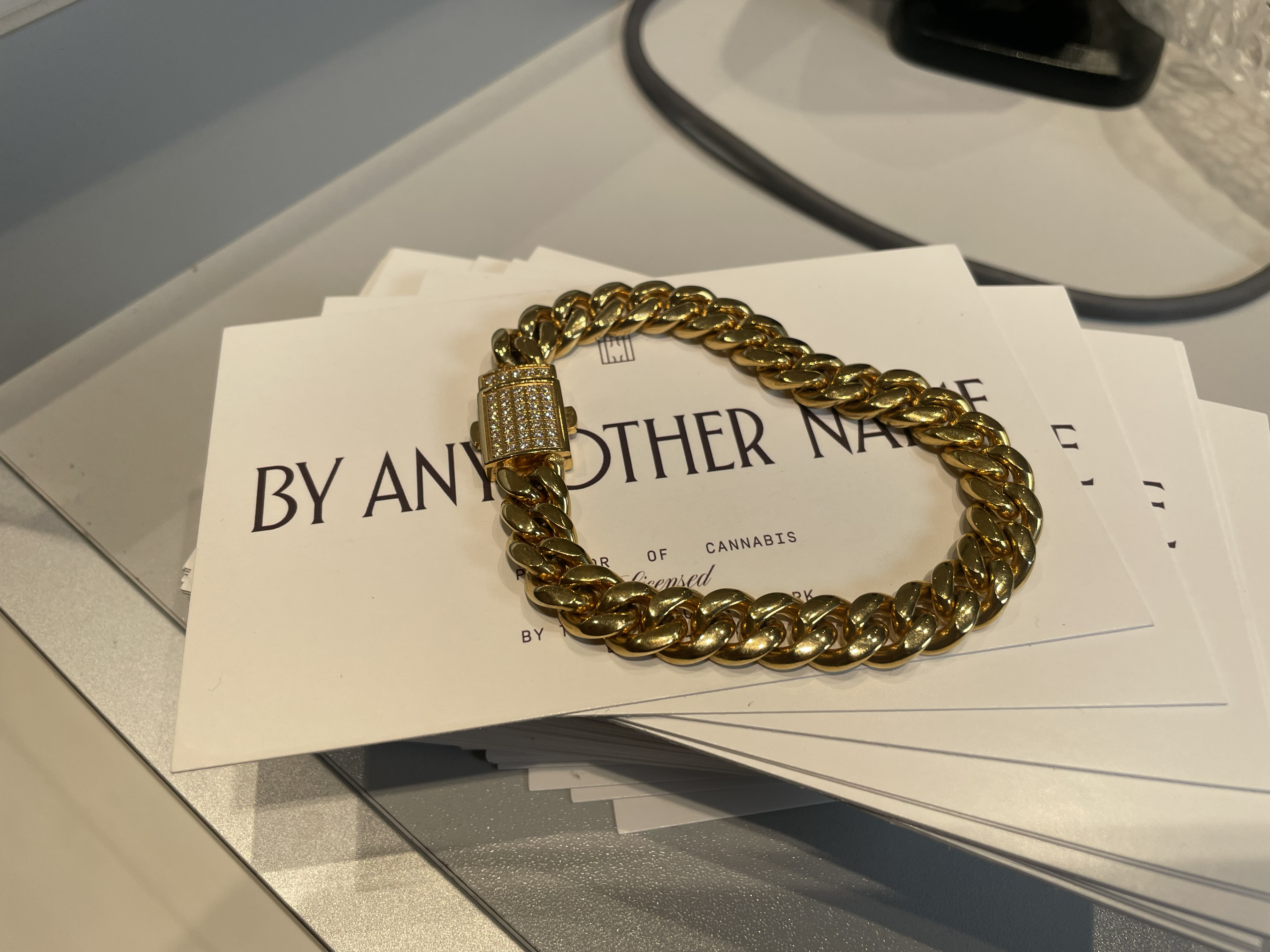 Photograph of product: Brooklyn or Bust | 8.5" Gold Stainless Steel Cuban Bracelet