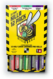 Photograph of product: KILLA BEEZ | PRE-ROLL 12-PACK | SUN MOSS / TEA & TERROR / GARLIC BUDDER