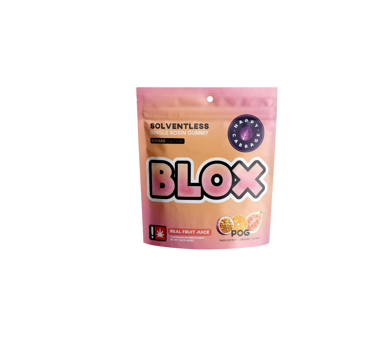 Photograph of Product: BLOX - POG - (Sativa) 100mg THC Single Rosin Gummy