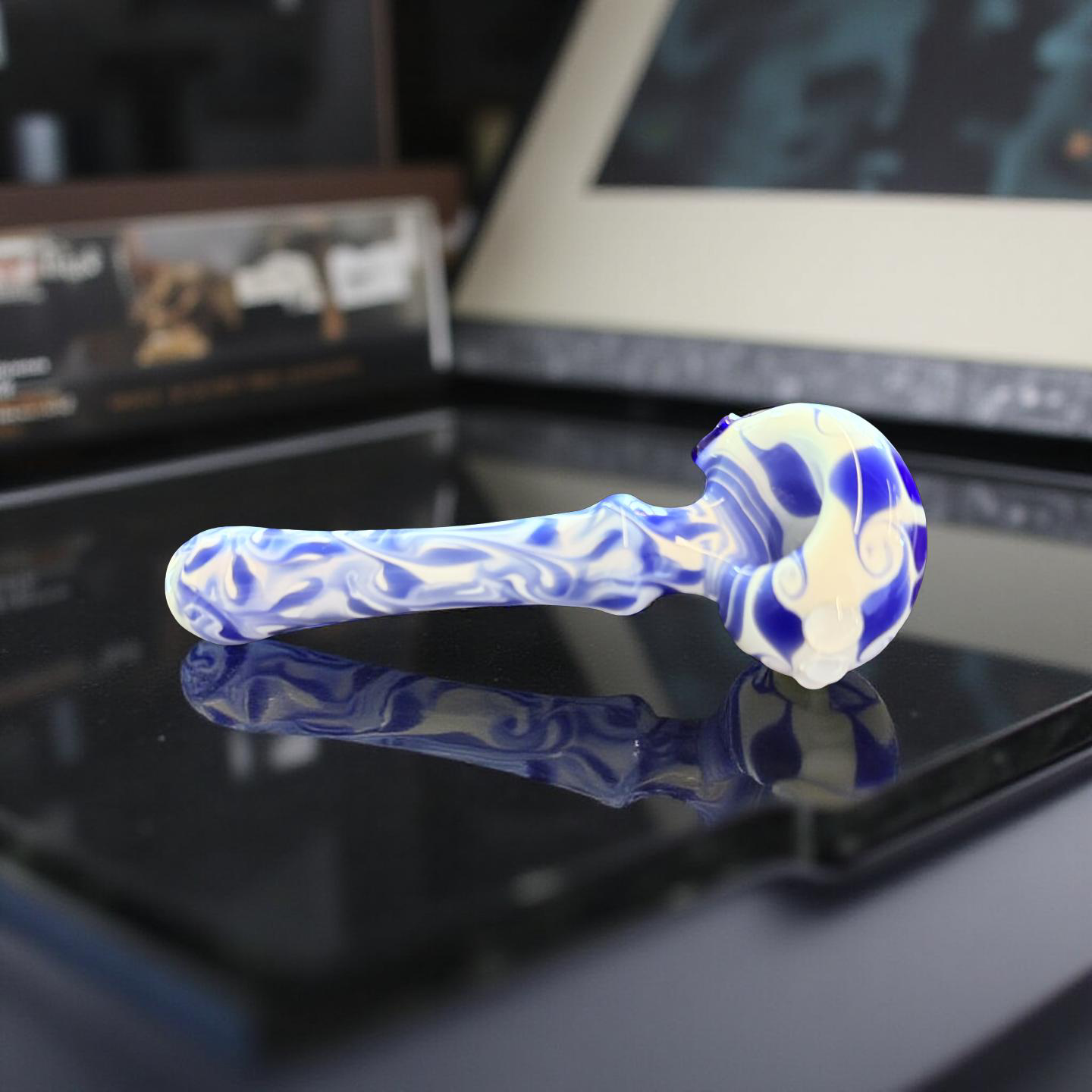 Photograph of product: CS Blue and White Pipes- Made on Nantucket