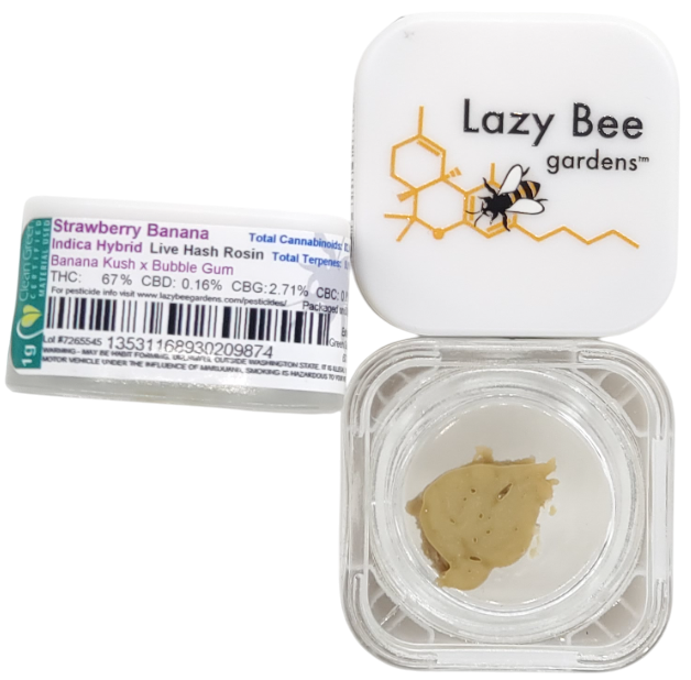 Photograph of product: Lazy Bee CON Strawberry Banana CC au chocolat Rosin 1g