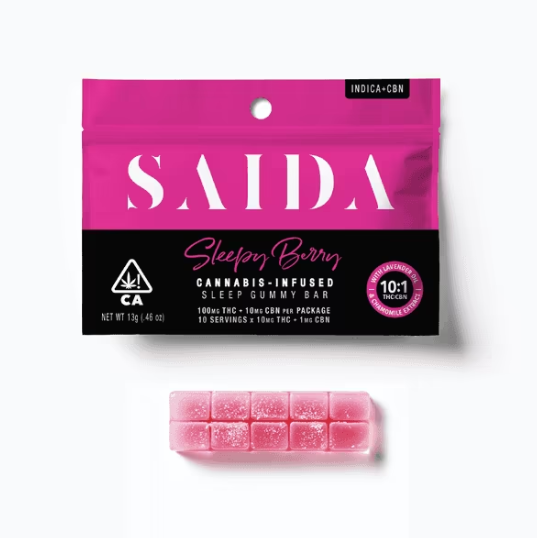Photograph of product: Sleepy Berry [I] | 100MG 10:1 TH-oui:CBN Single Gummy | Saida