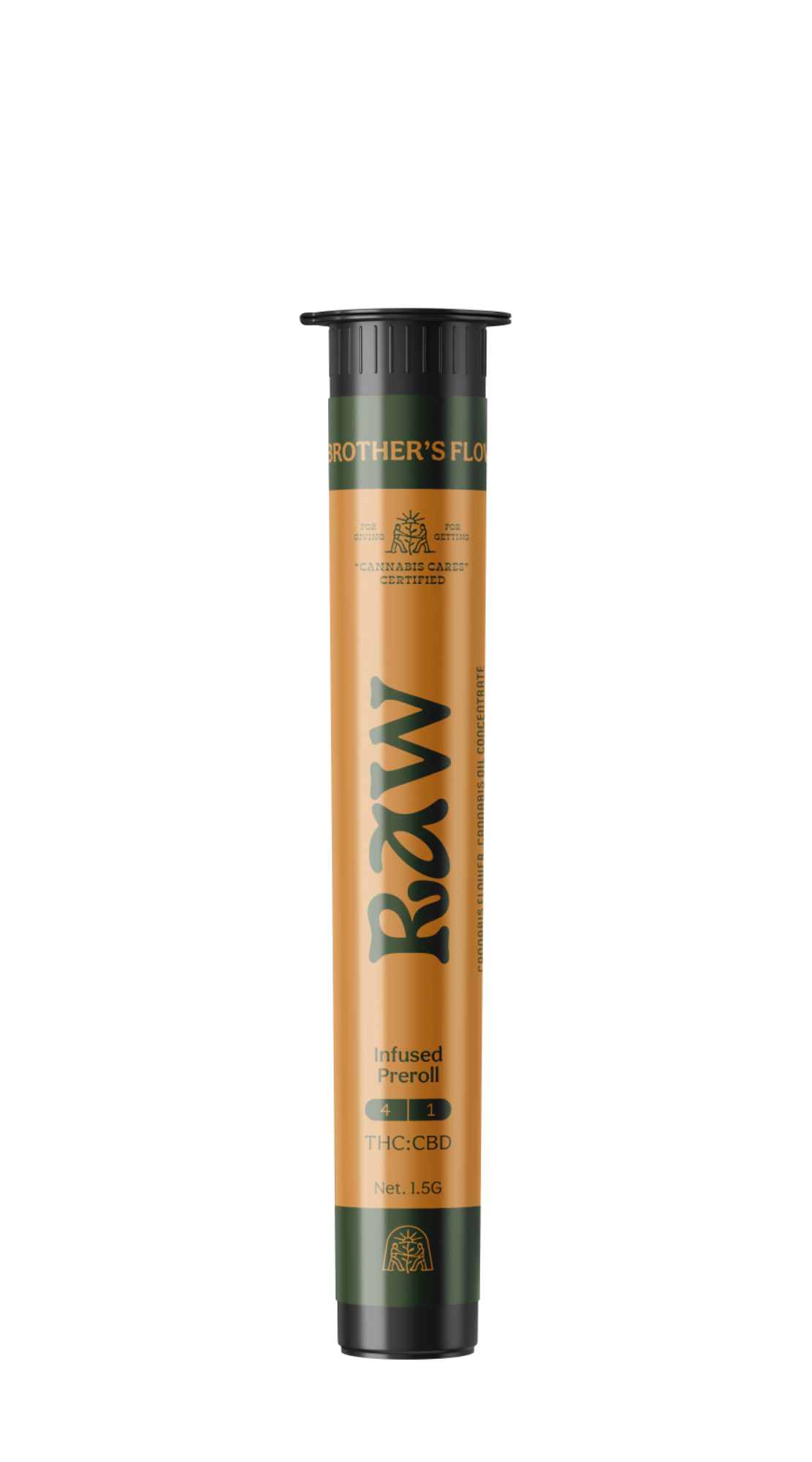 Photograph of product: Raw (H) - (4:1 TH-oui:CBD) - Infused Pre-Roll - My Brother's Flower