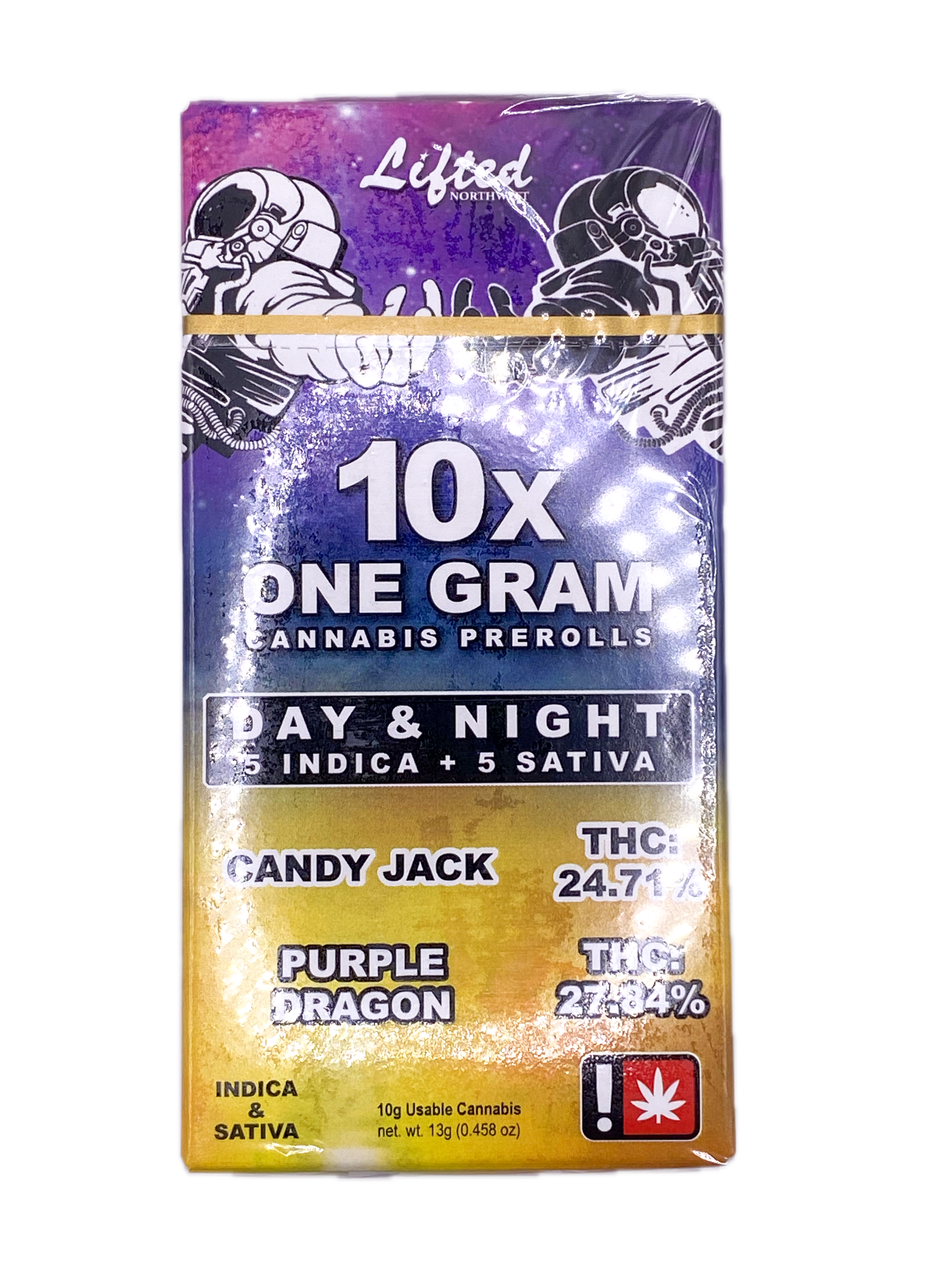Photograph of product: LIFTED - PREROLL - 10PK - DAY & NIGHT - CANDY JACK & PURPLE DRAGON