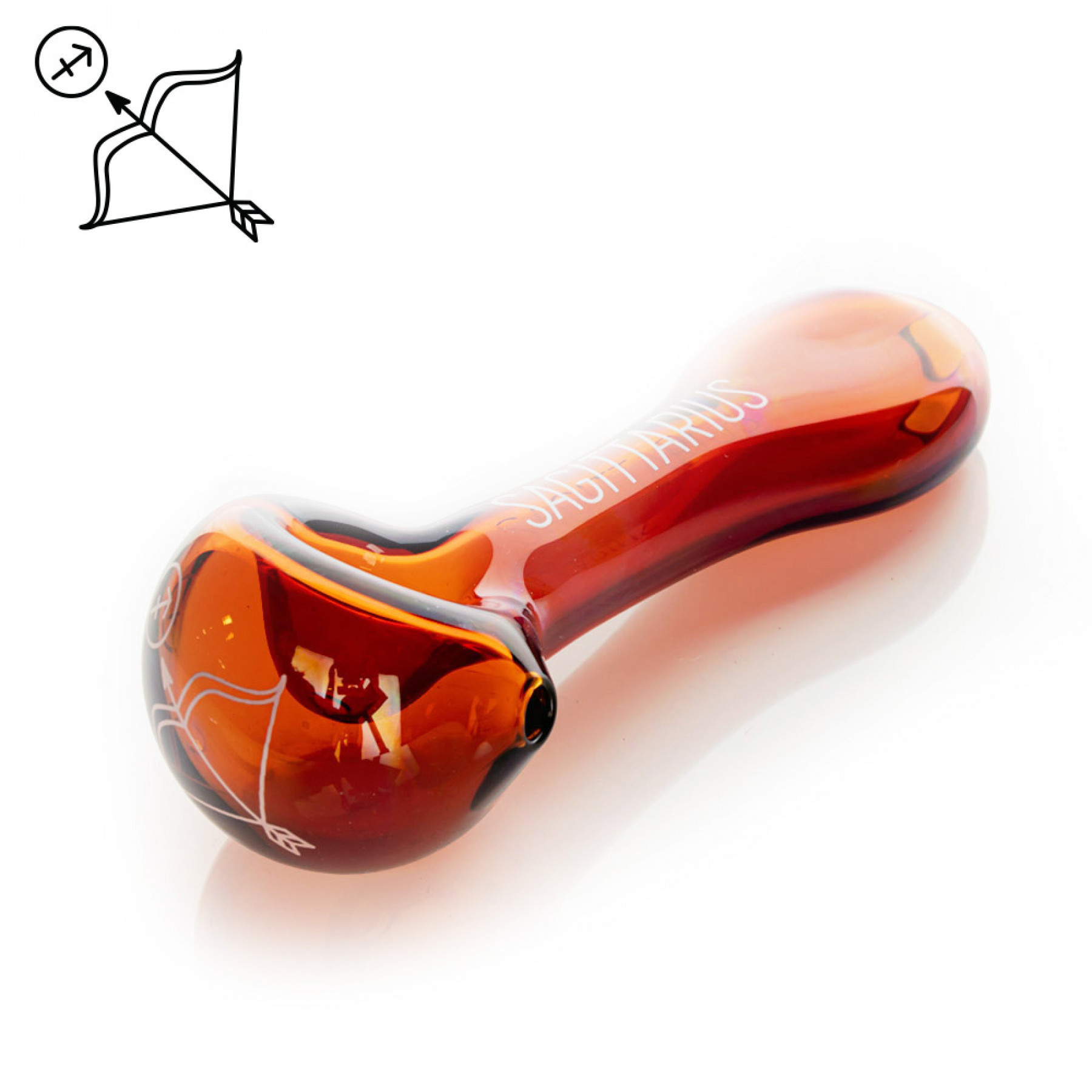 Photograph of product: Red Eye Glass 4.5" Amber Sagittarius Spoon Hand Pipe w/Flat Mouthpiece