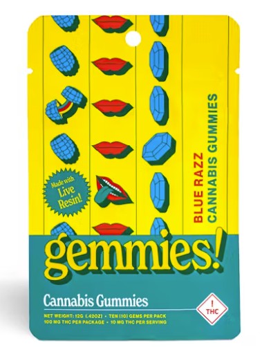 Photograph of product: Gemmies - Blue Razz - 100mg Live Resin Gummies