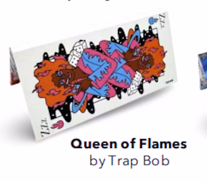 Photograph of product: Queen of Flames King Size Slim Rolling Papers + Tips