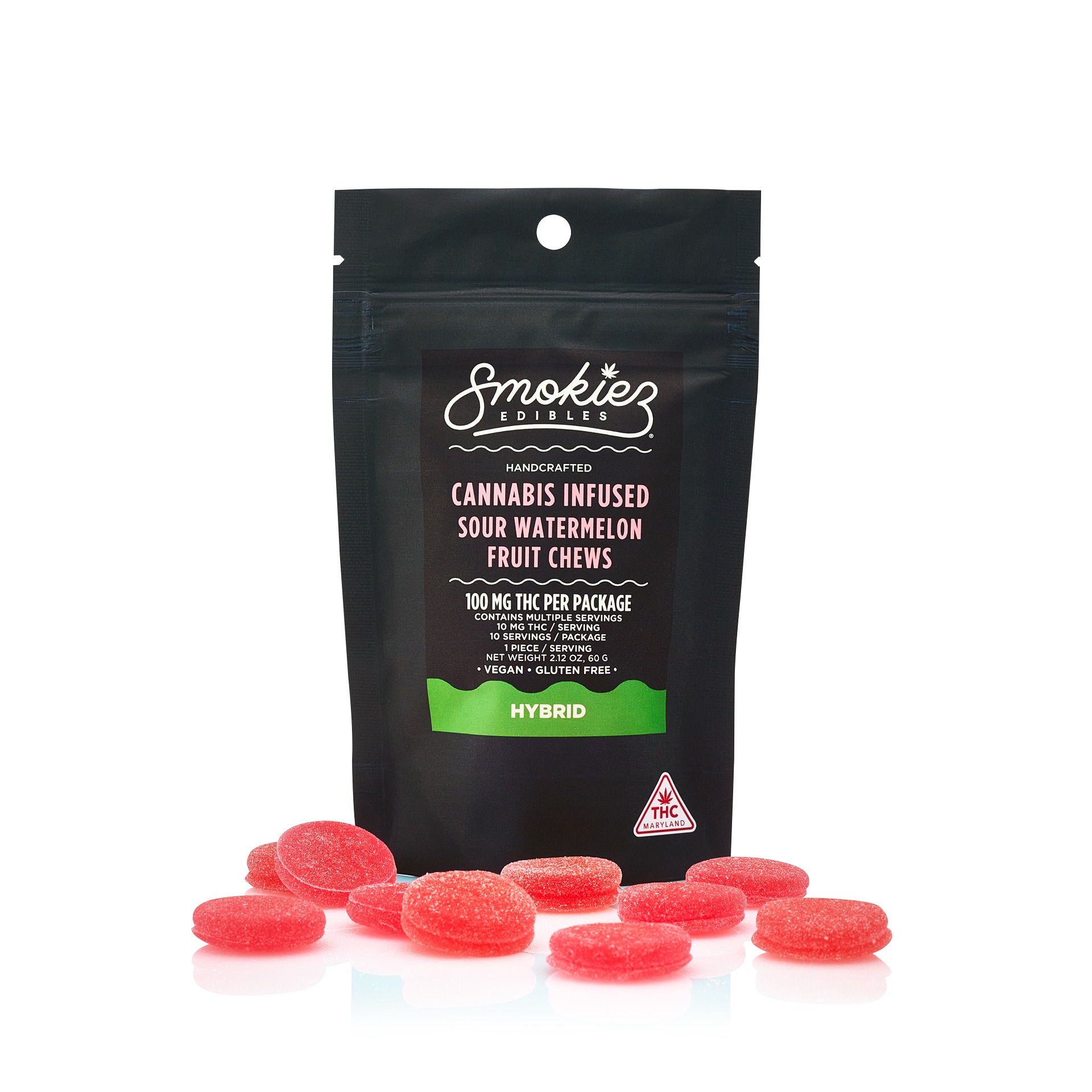 Photograph of product: Smokiez Chews 10mg Sour Watermelon Hybrid