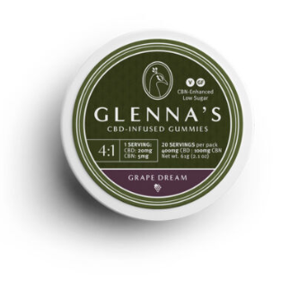 Photograph of product: Glenna's | Grape Dream | 4:1 CBD:CBN | 20ct | 100mg
