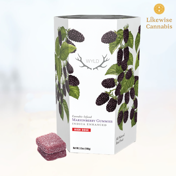 Photograph of product: 20-PACK 1000MG MARIONBERRY INDICA GUMMIES - WYLD