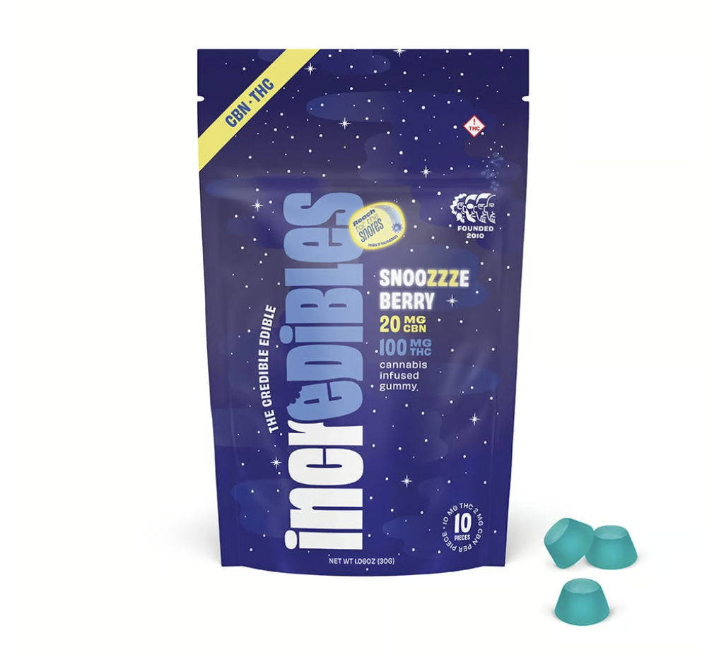 Photograph of product: Incredibles | Snoozzzeberry 5:1/TH-oui:CBN | 10pk/100mg