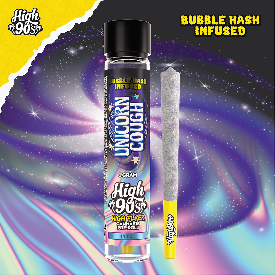 Photograph of product: HIGH 90S: UNICORN COUGH 1G BUBBLE au chocolat INFUSED PRE-ROLL
