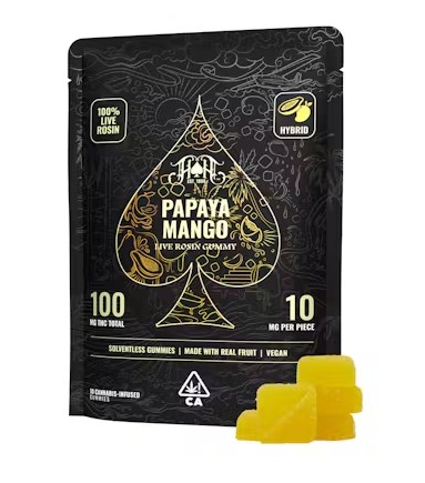 Photograph of product: Heavy Hitter | Papaya Mango | Live Rosin Gummies | 5ct