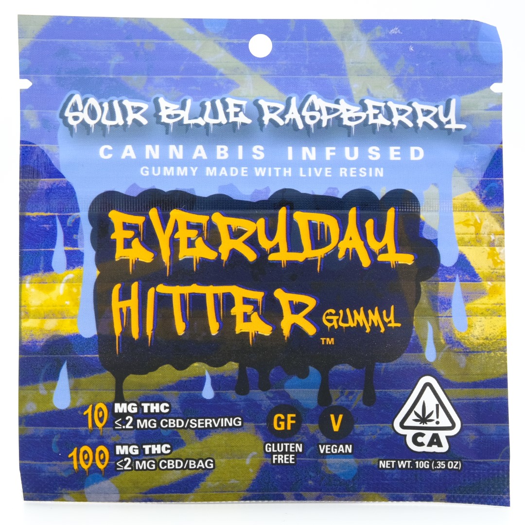 Photograph of product: Sour Blue Raspberry Single Gummy 100mg - Everyday