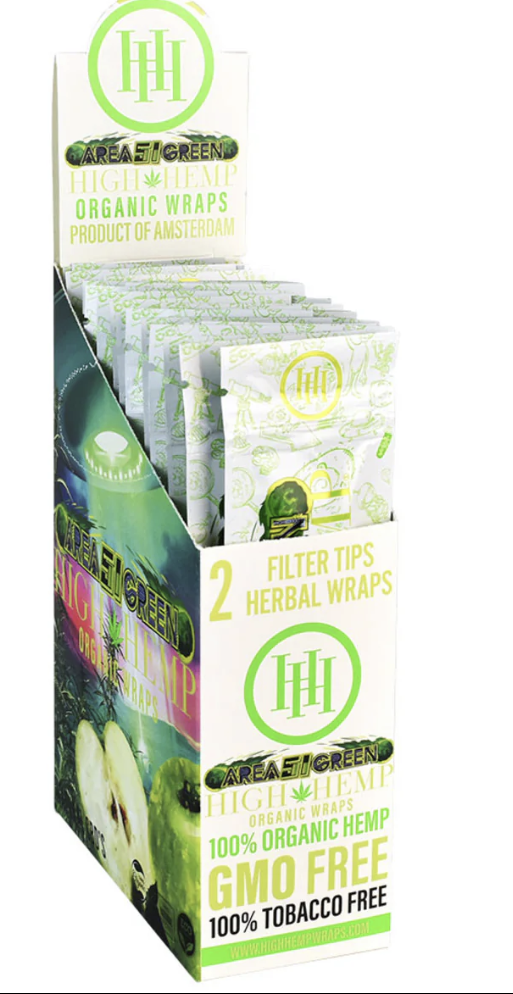 Photograph of product: High Hemp Area 51 Green Organic Wraps 2 Pack