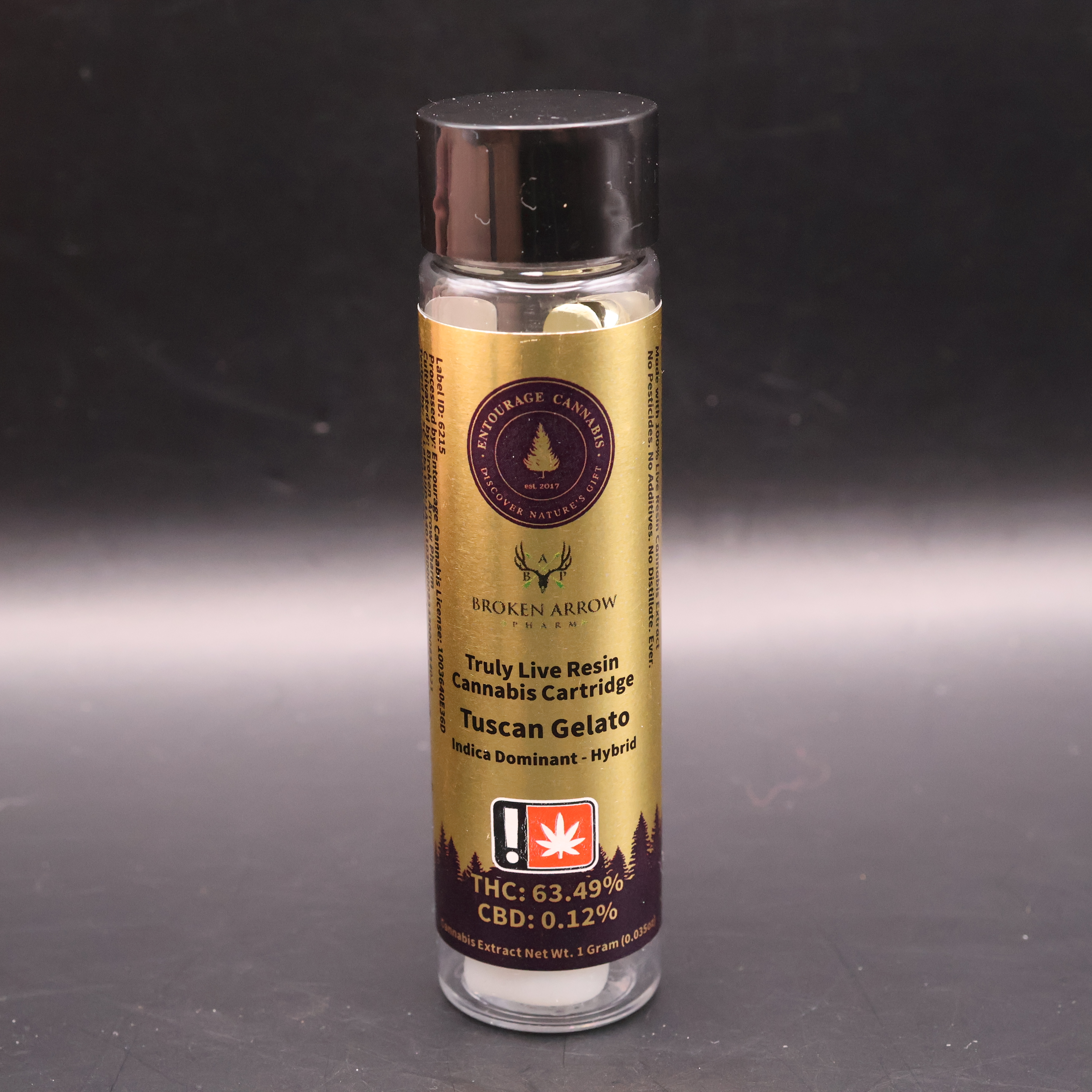 Photograph of product: Tuscan Gelato Live Resin Cart. (Entourage)