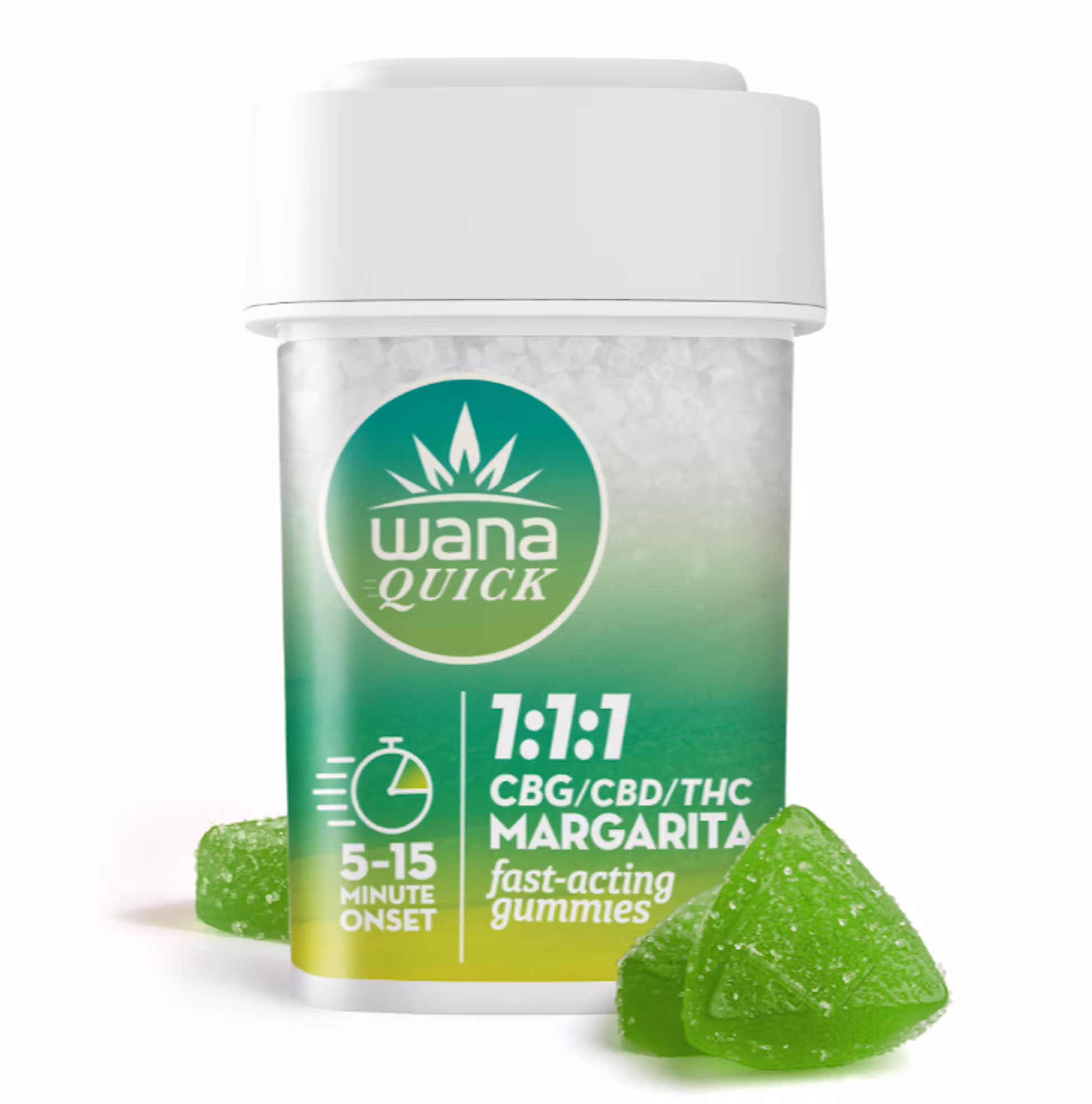 Photograph of product: Wana Quick Lime Margarita 1:1:1 100mg CBG/CBD/TH-oui Gummies Rec