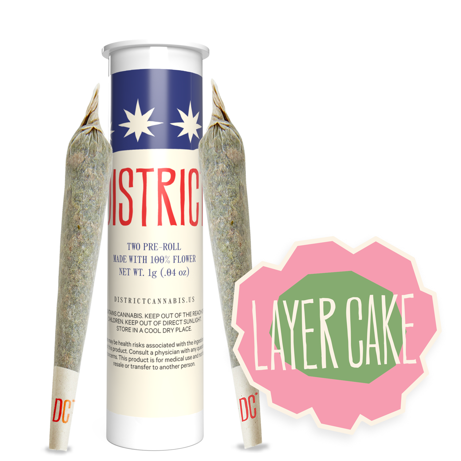 Photograph of product: Layer Cake Pre-Rolls 0.5g x 2pk | 1g