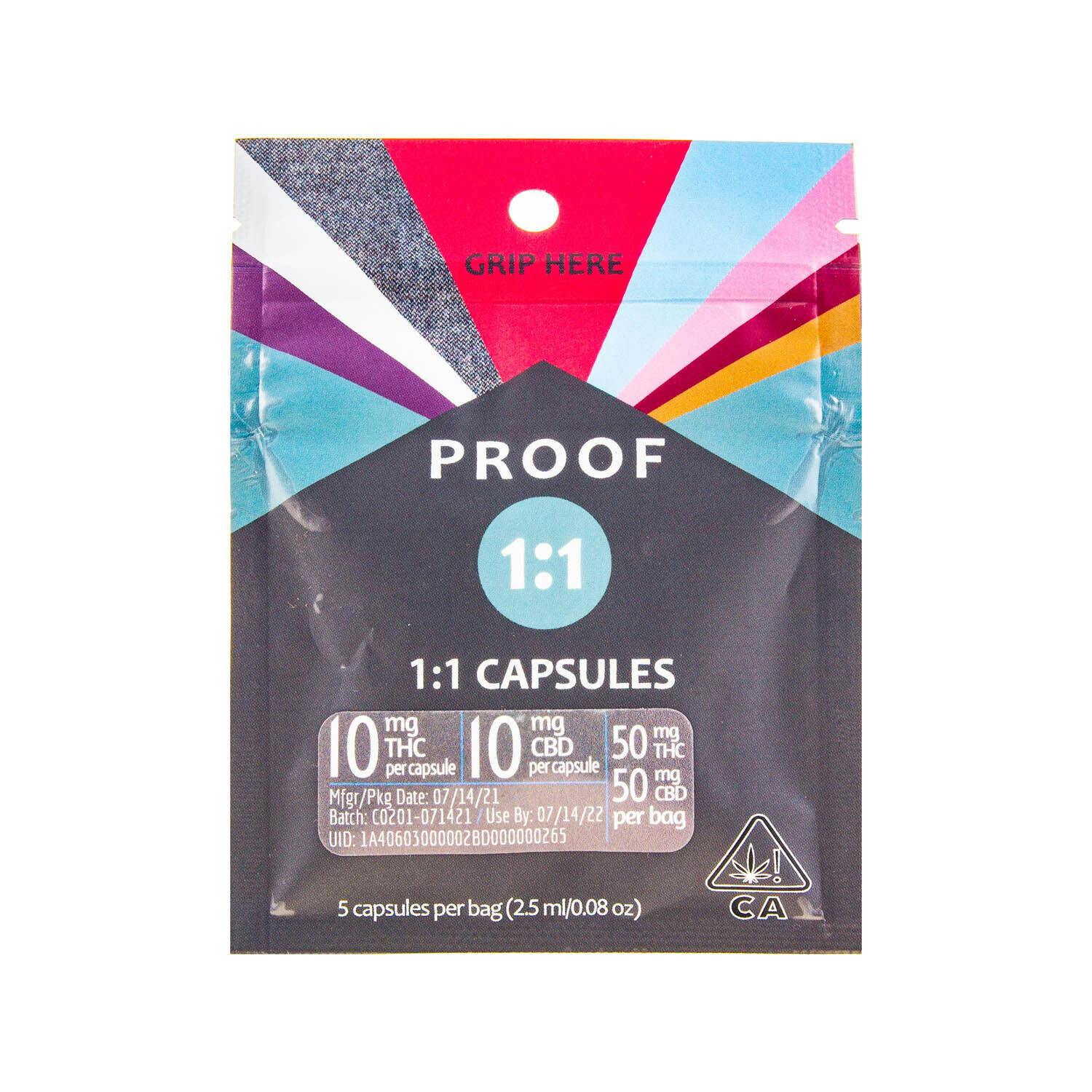 Photograph of product: Proof | 1:1 Capsules 5 Pack (1:1 TH-oui:CBD - 100mg Total)