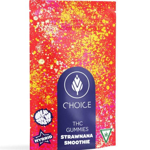 Photograph of product: Choice Chews - 100 mg - Strawnana Smoothie Gummies (Hybrid)