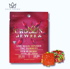 Photograph of product: Gold Crown- Strawberry Crown Jewels- 200mg Edible