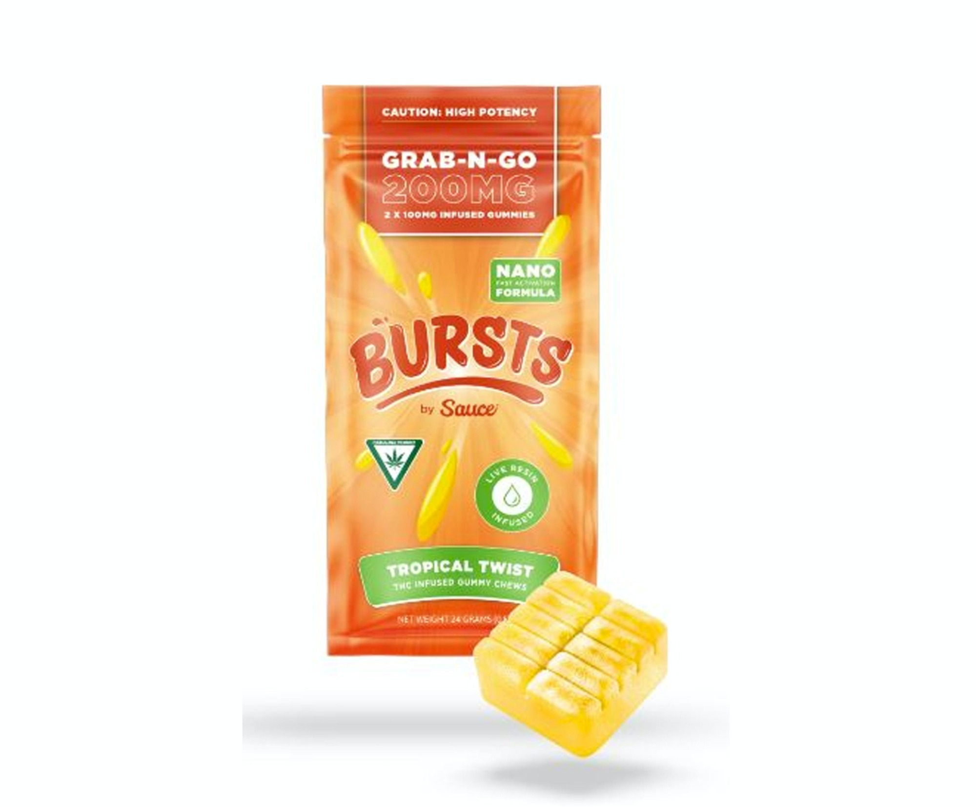 Photograph of product: Burst 200mg Gummies - Tropical Twist