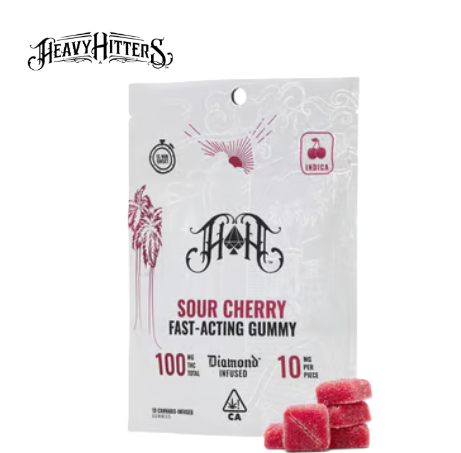 Photograph of product: SOUR CHERRY 100MG FAST ACTING 10 PACK GUMMIES