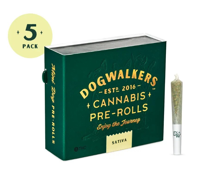 Photograph of product: AGL Dogwalkers White Durban Pre Roll Minis 19.67% (S) 1.75g 5 Pack - 00691