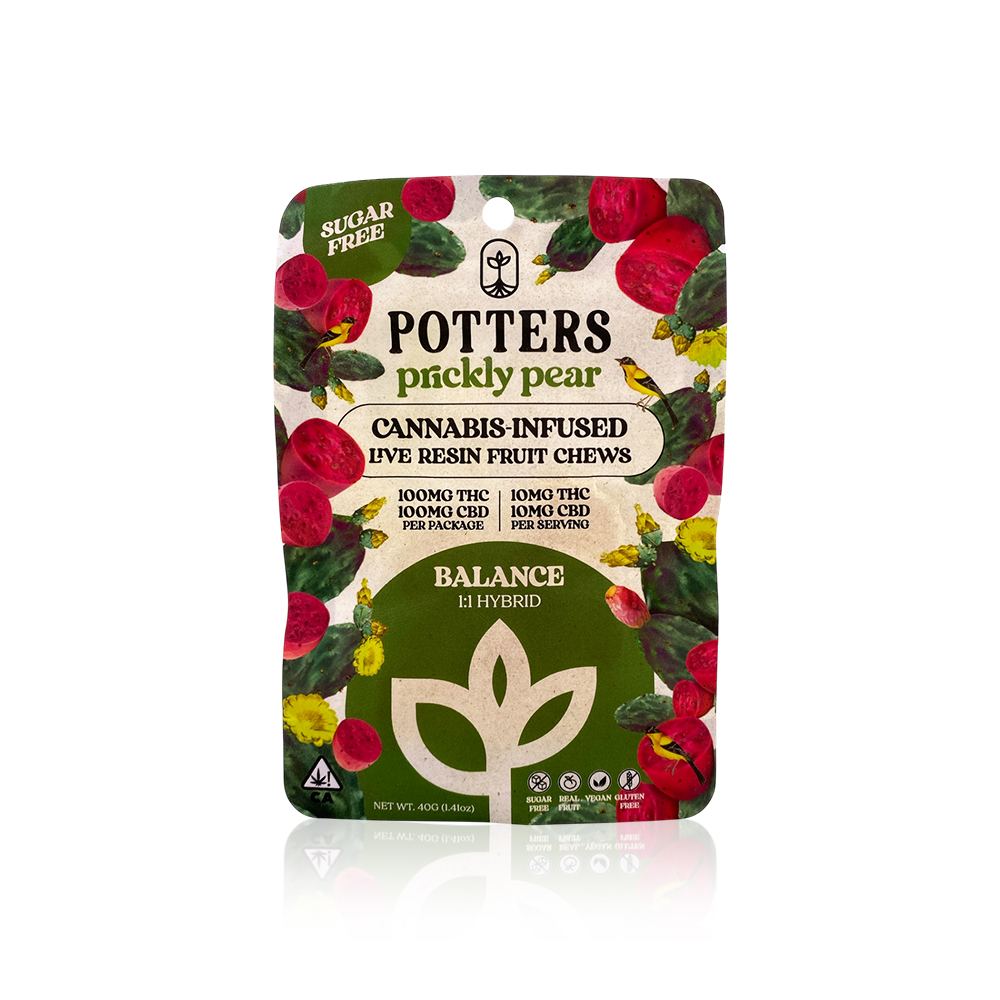 Photograph of product: POTTER'S - Edible - Prickly Pear - 1:1 - Sugar Free Gummies - 100MG