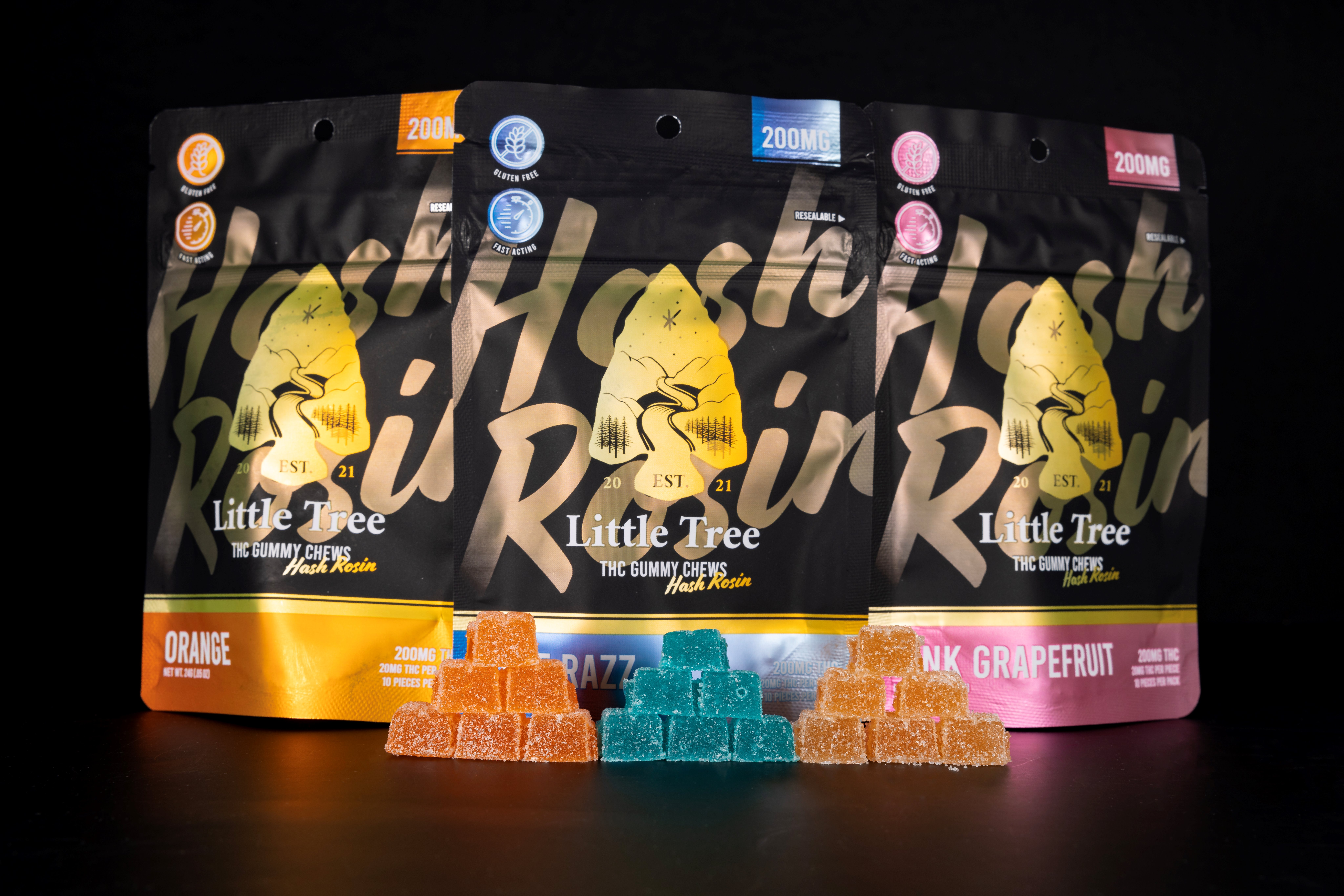 Photograph of product: Little Tree - Gummies - 200mg au chocolat Rosin - Blue Razz - Oui'd