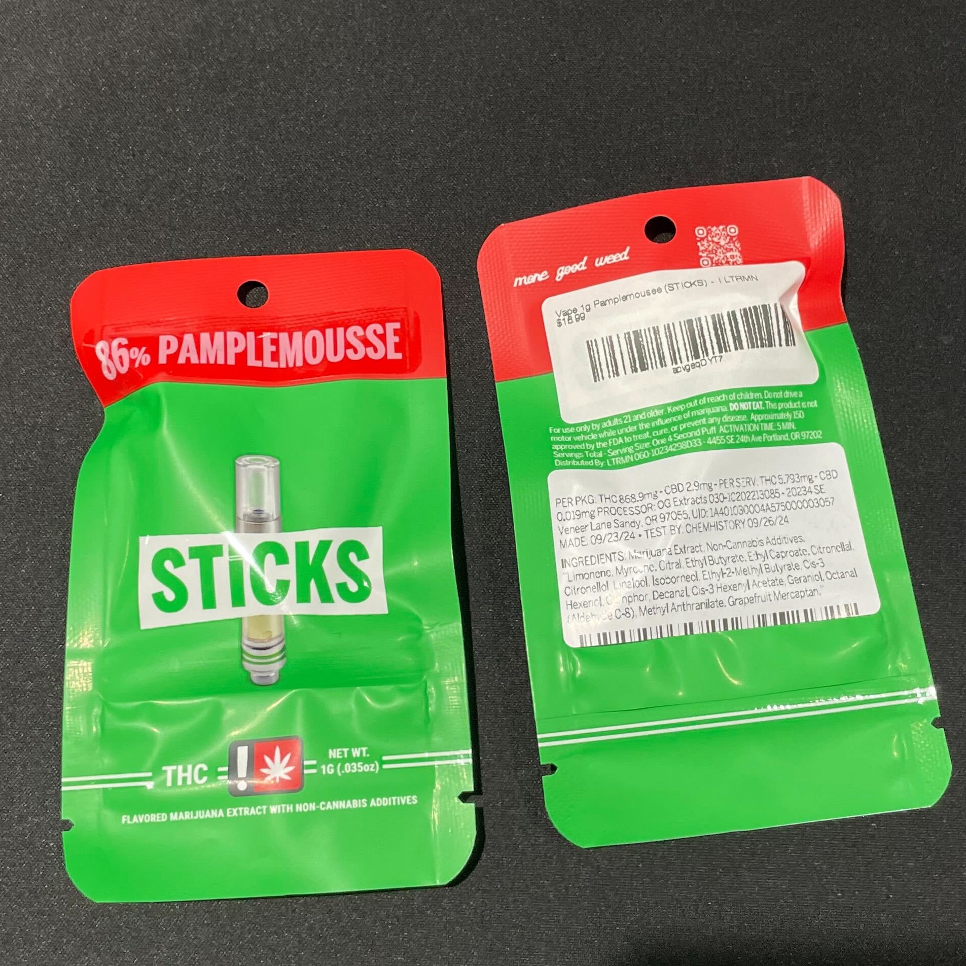 Photograph of product: Vape 1g Pamplemousee (STICKS)