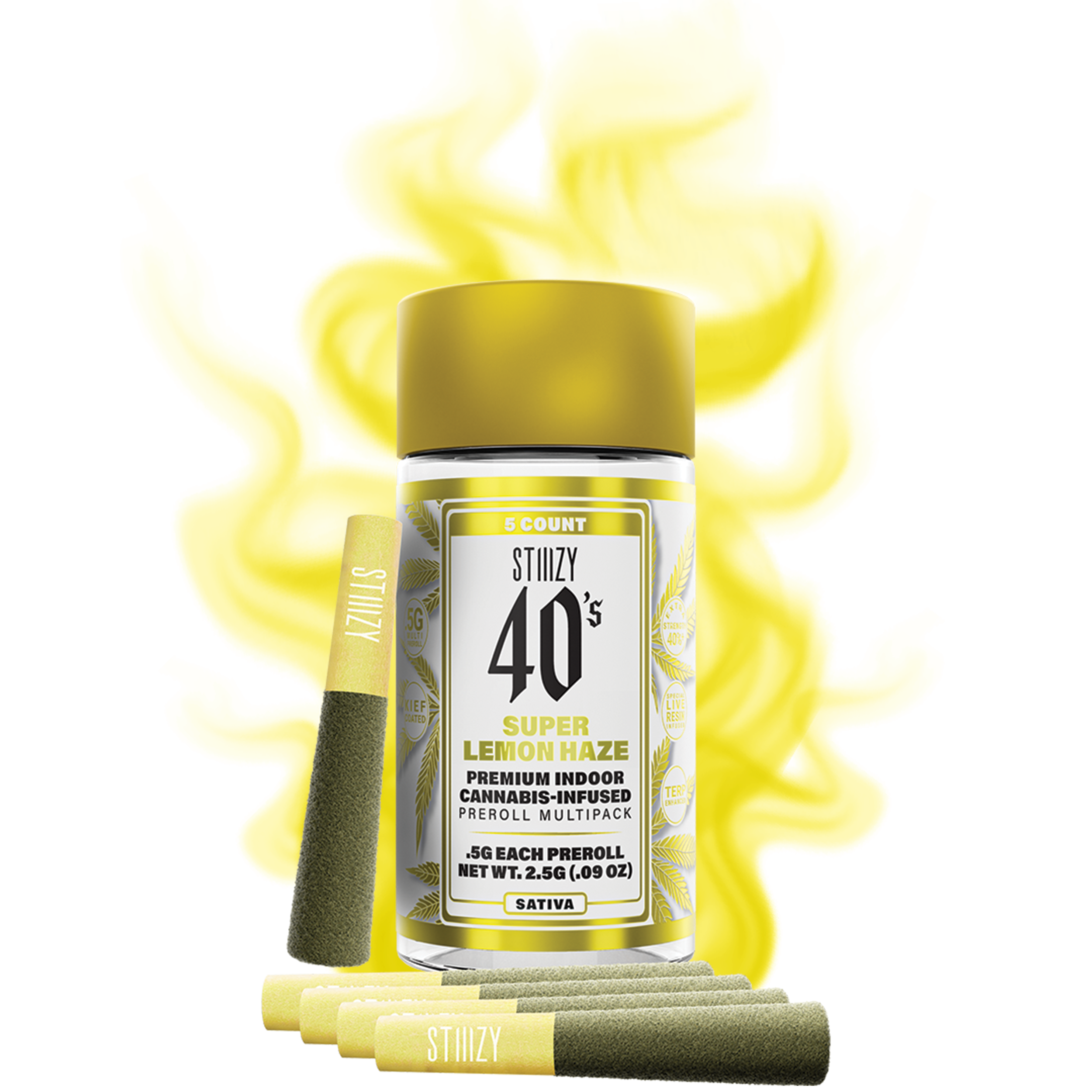 Photograph of product: .5g x 5 | Super Lemon Haze | Infused Pre-Roll Pack