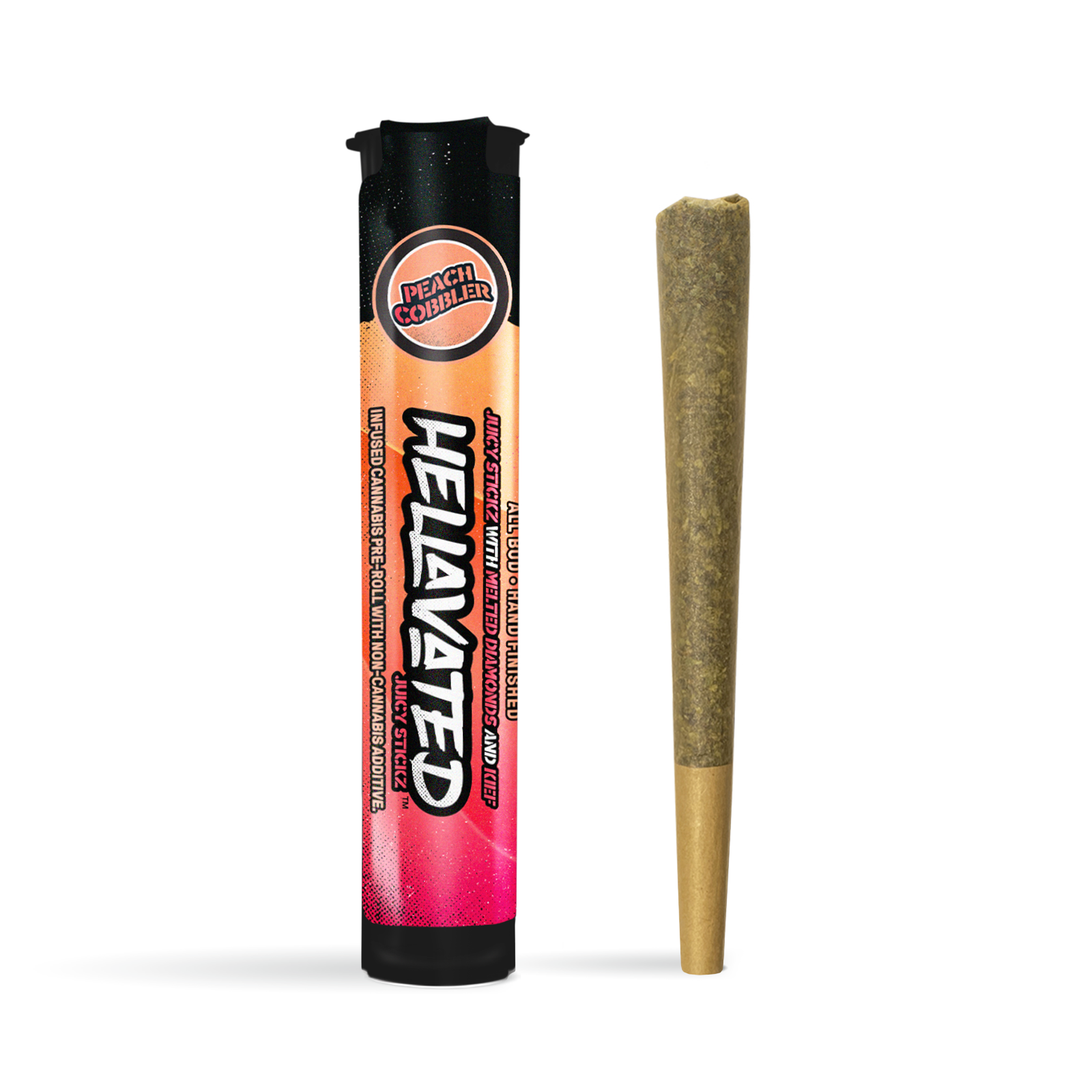 Photograph of product: .75G Hellavated Juicy Stickz Infused Pre-roll - Peach Cobbler