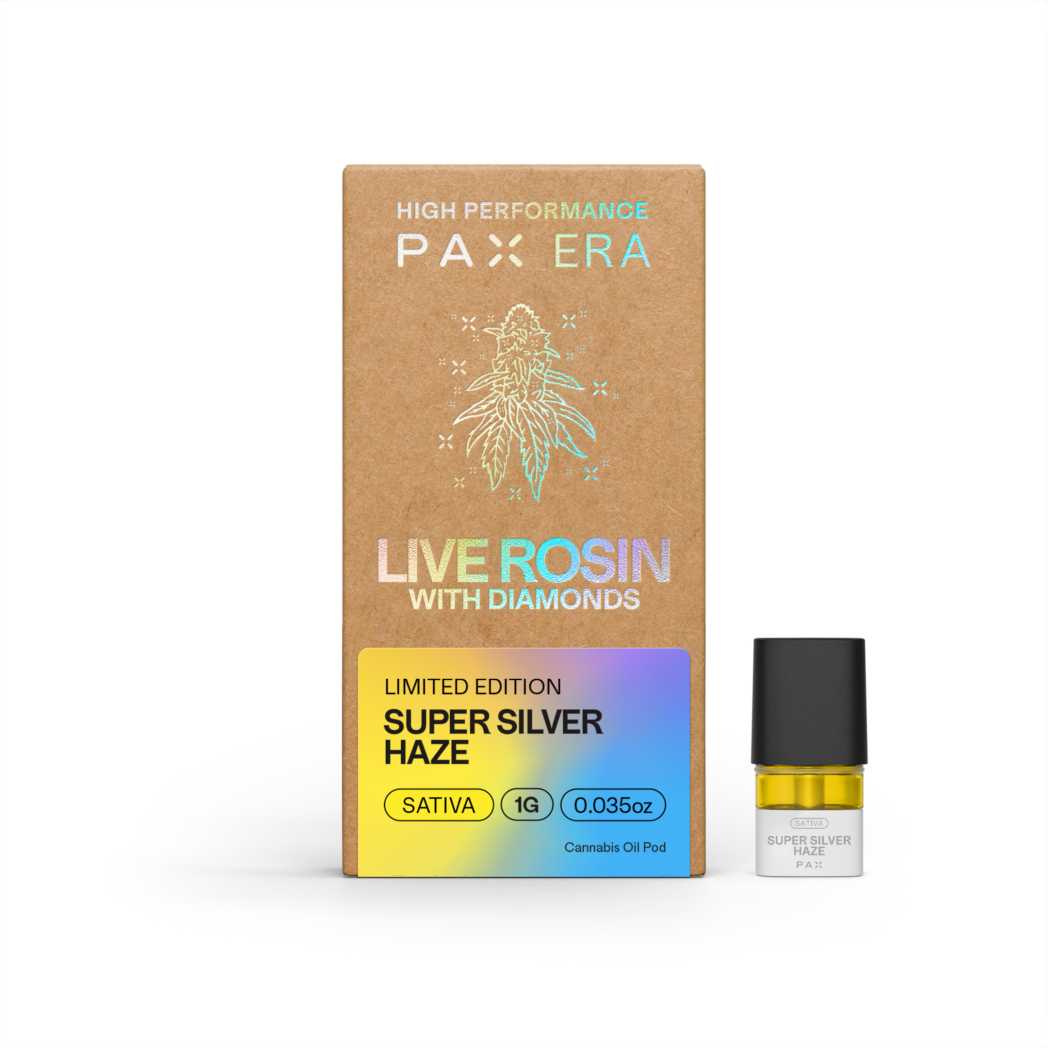 Photograph of product: PAX I Live Rosin with Diamonds I Super Silver Haze I Pod