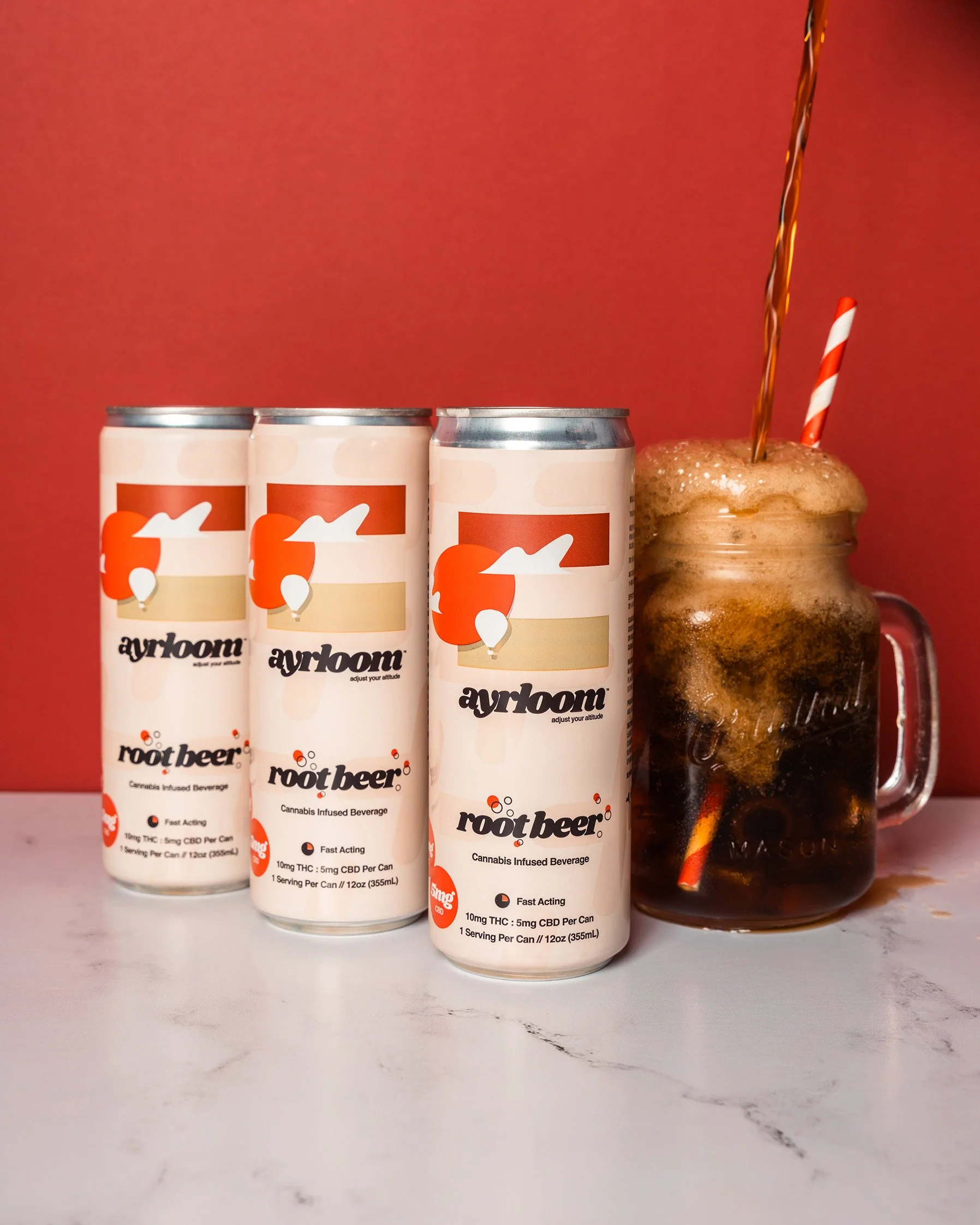 Photograph of product: Ayrloom | Root Beer | Beverage 12oz Single 10mg TH-oui 5mg CBD