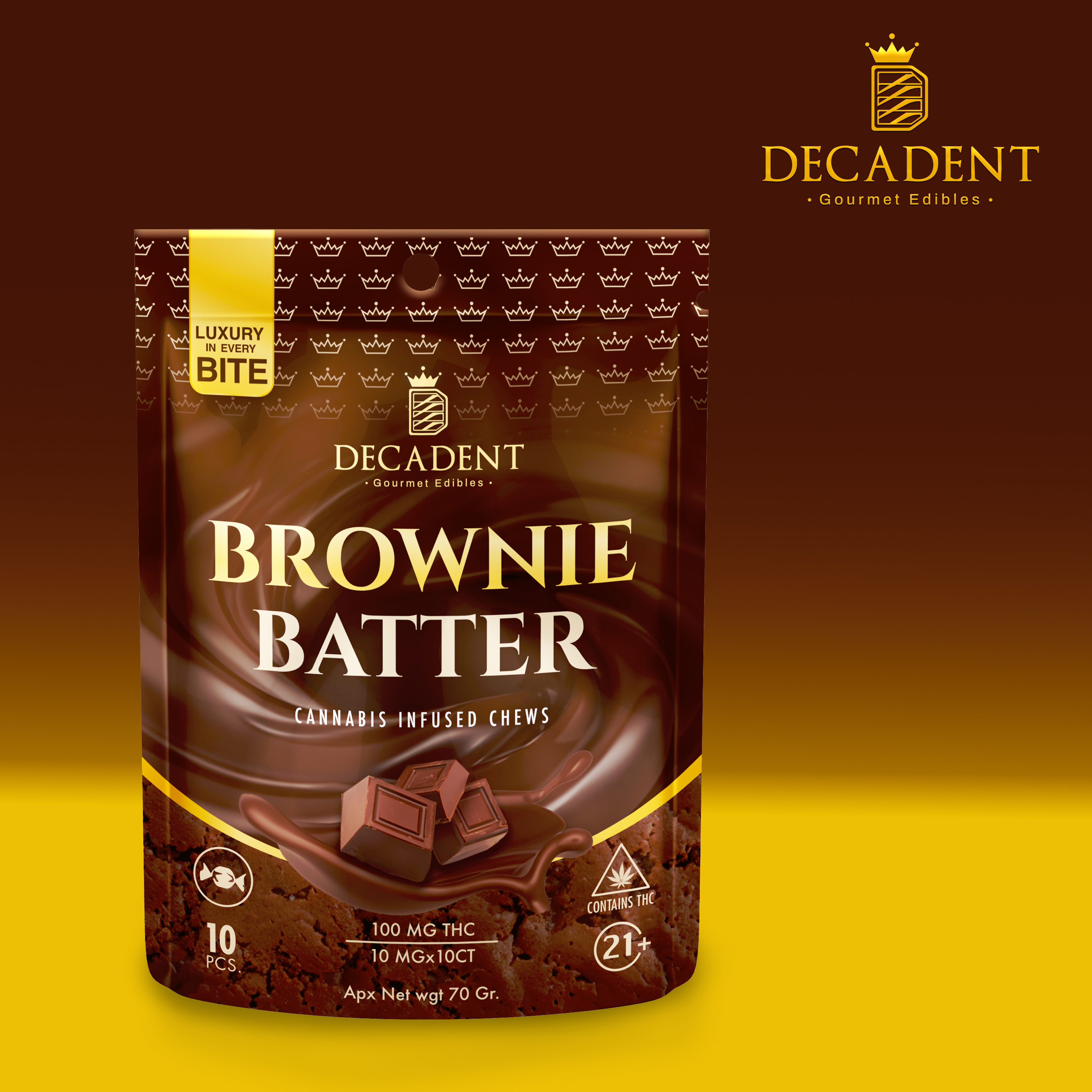 Photograph of product: Decadent Chews 100mg - Brownie Batter