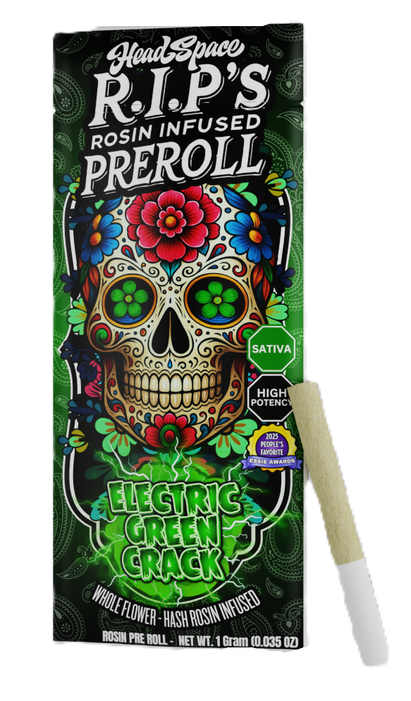 Photograph of product: Electric Green Crack Rosin Infused Pre-Roll | 1g | R.I.P