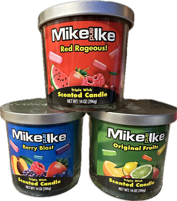Photograph of product: Mike and Ike Scented Candle -Red Rageous!