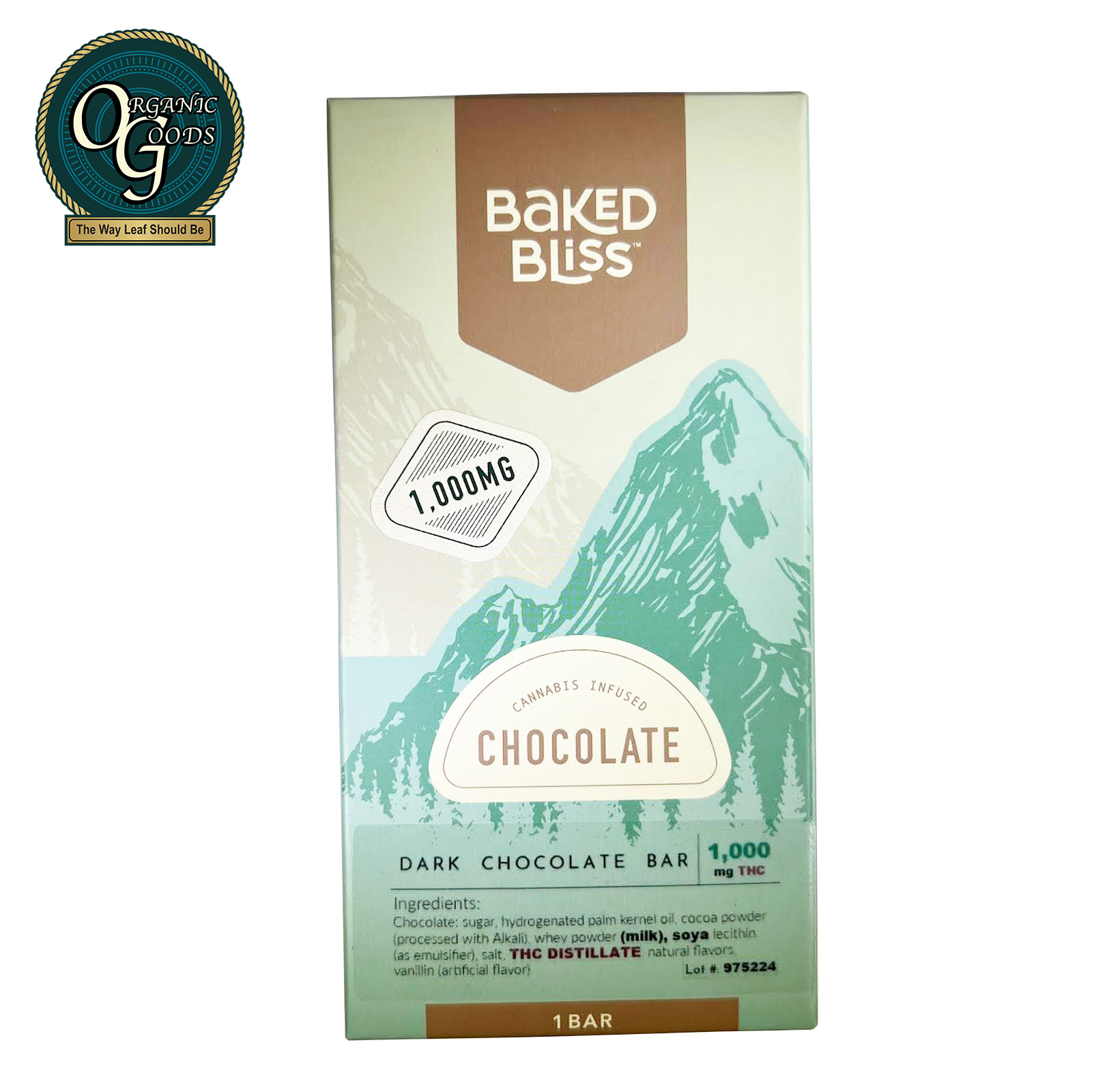 Photograph of product: Baked Bliss Dark Chocolate Bar 1000 MG