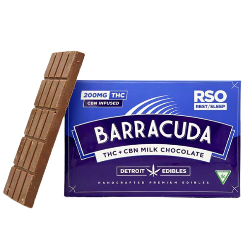 Photograph of product: Detroit Edible Company Barracuda RSO Rest Milk Chocolate Bar 200mg TH-oui : 50mg CBN
