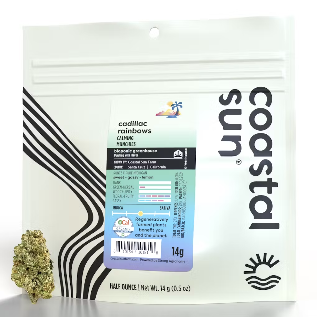Photograph of product: Coastal Sun Greenhouse 14g Half Ounce - Cadillac Rainbow (H)