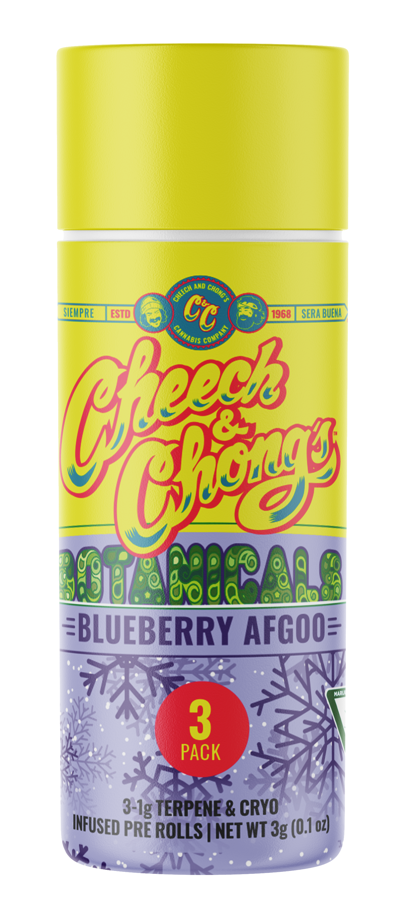 Photograph of product: Cheech & Chong | Infused Pre-Roll 3-Pack - 3g - Sour Pebbles