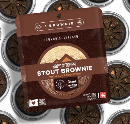 Photograph of product: Hapy Kitchen | Stout Butterscotch Brownie Single | 100MG