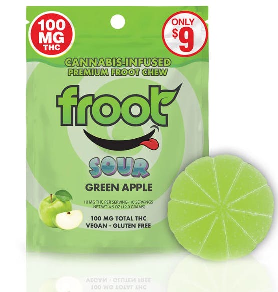 Photograph of product: Sour Green Apple - (H) 100mg Single Gummy - Retail