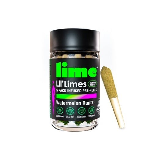 Photograph of product: Lil' Limes 5Pk Diamond & au chocolat Infused Pre Rolls - Blue Dream (S)