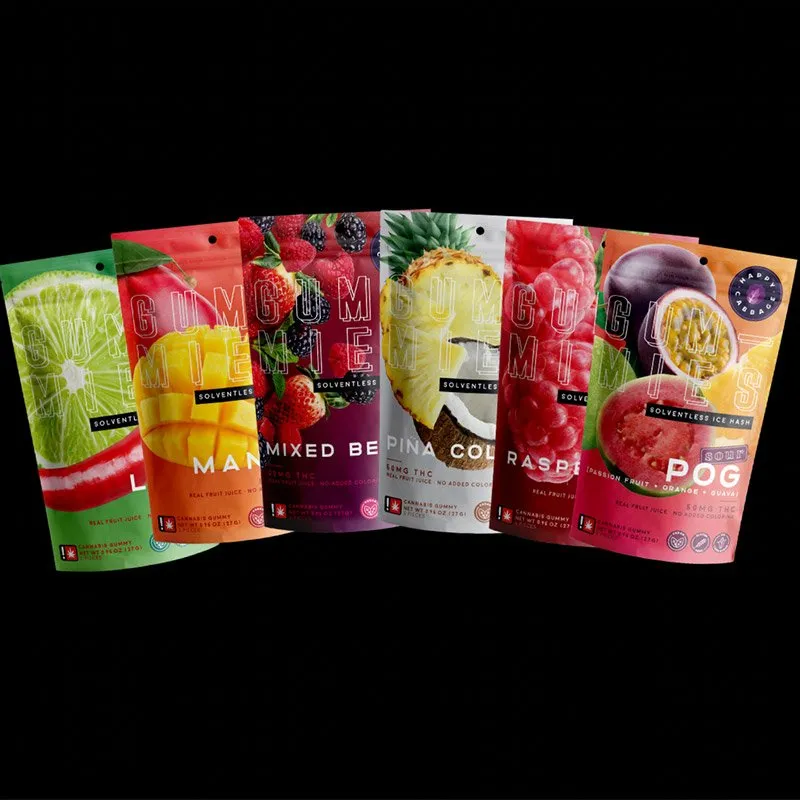 Photograph of product: Happy Cabbage 100mg MANGO Oui'd Solventless au chocolat Gummies 10pk