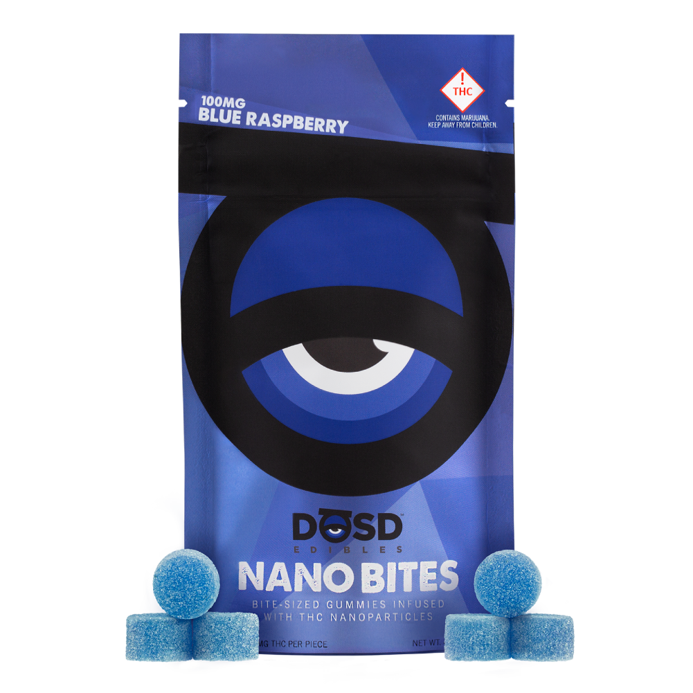 Photograph of product: DOSD Nano Bites Gummies Blue Raspberry 100mg