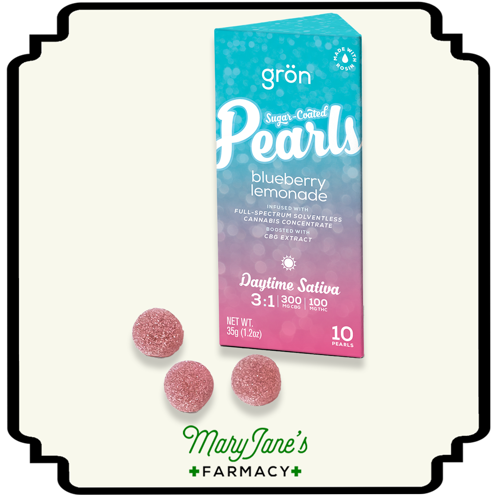 Photograph of product: Blueberry Lemonade 3:1 Daytime Oui'd CBG Pearls 10-Pack | 100mg