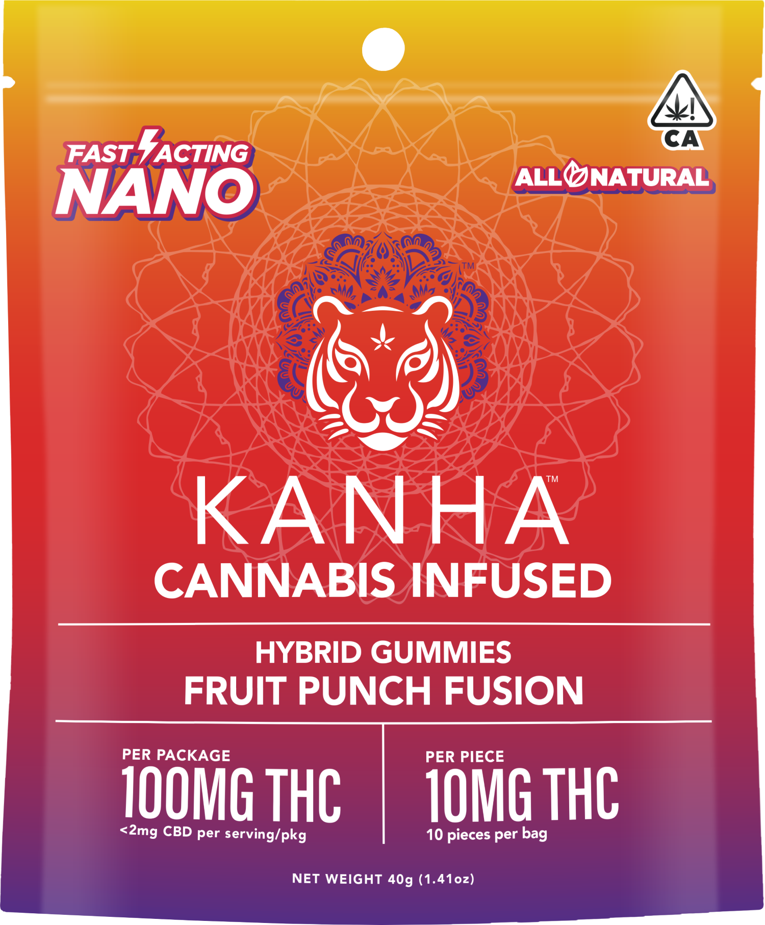 Photograph of product: Kanha Nano - 100mg - 10ct Gummies - Fruit Punch