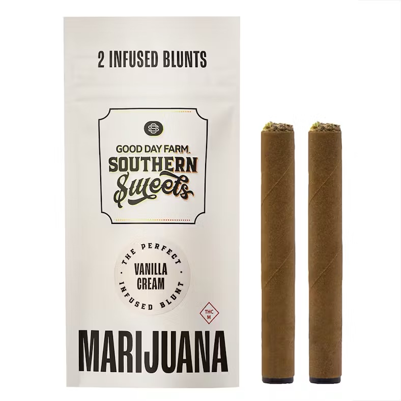 Photograph of product: Good Day Farm Strawberry Banana Vanilla Cream Infused Blunts 2pk | 2g